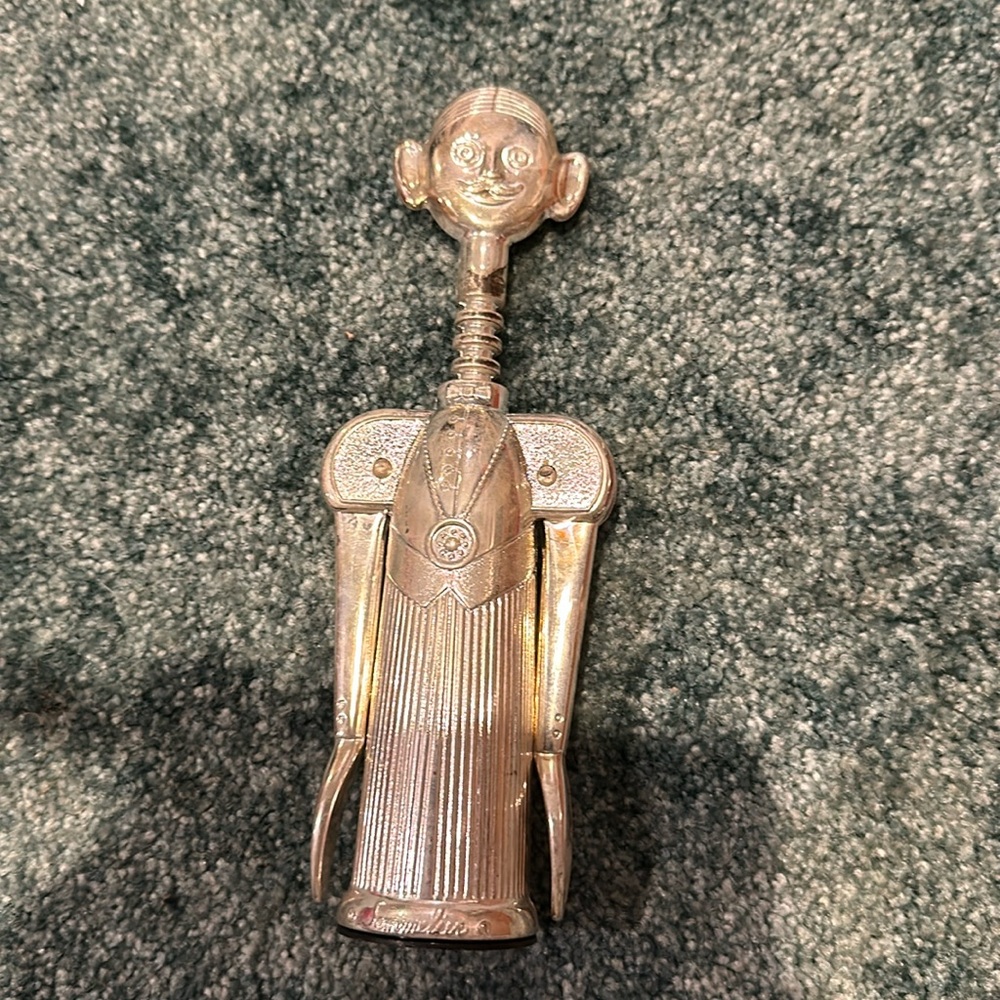 Italian PIERRE THE SOMMELIER CORKSCREW Wine Bottle Opener Silver‎ Plate VTG